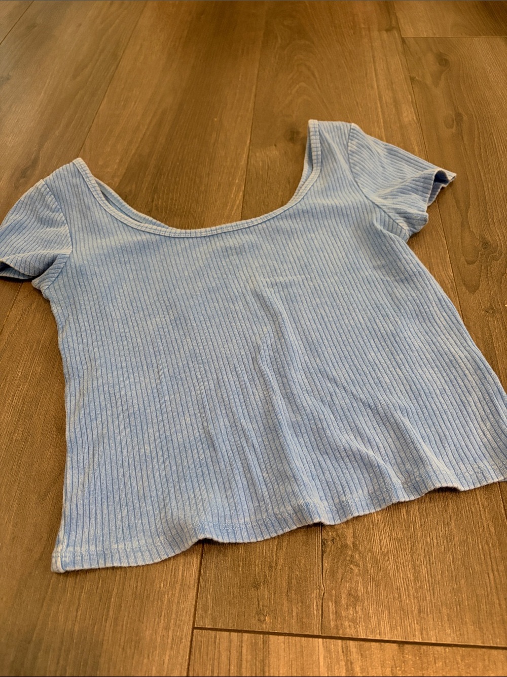 wild fable Light Blue Ribbed Scoop Crop Top